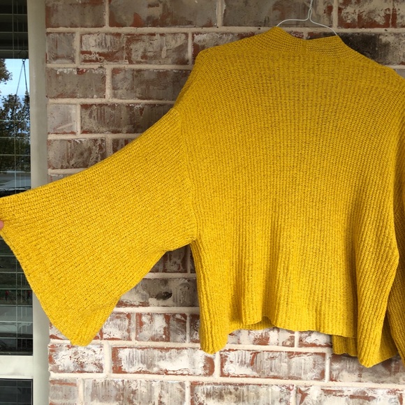 Anthropologie Cropped Knit Kimono Marigold Sweater - Picture 7 of 13